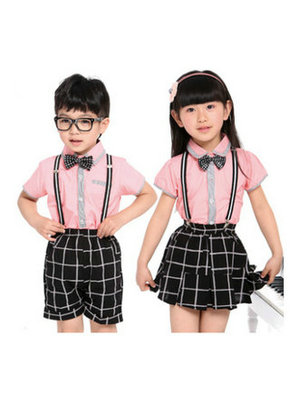 黑色格纹背带款幼儿园服