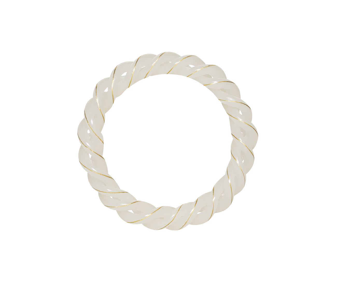 和田白玉绞丝镯