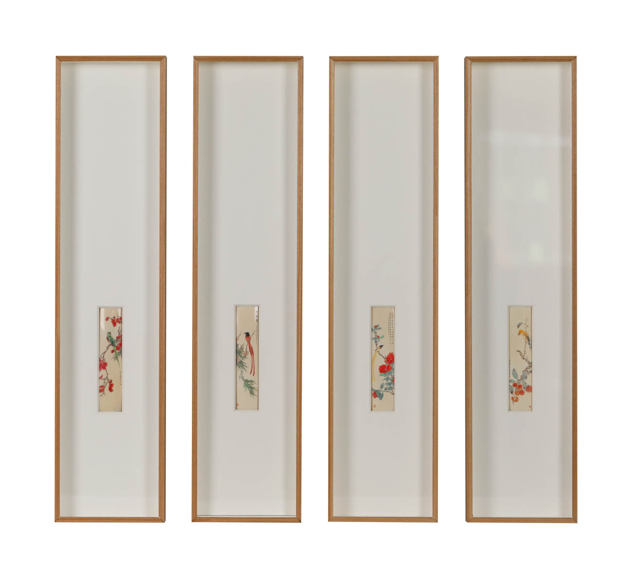 微刻花鸟四条屏